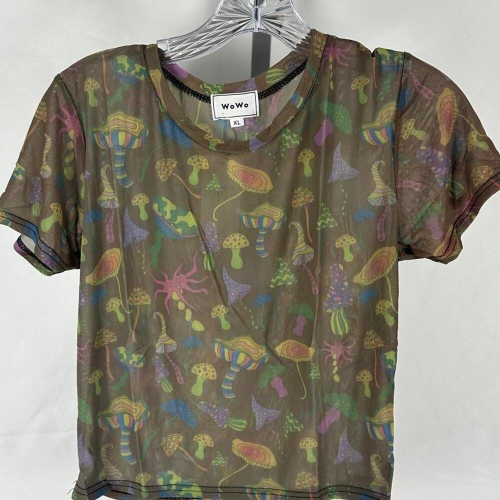 Wowo NWT Mesh Mushroom Crop Top Size X-Large BTS, Fall, Layering